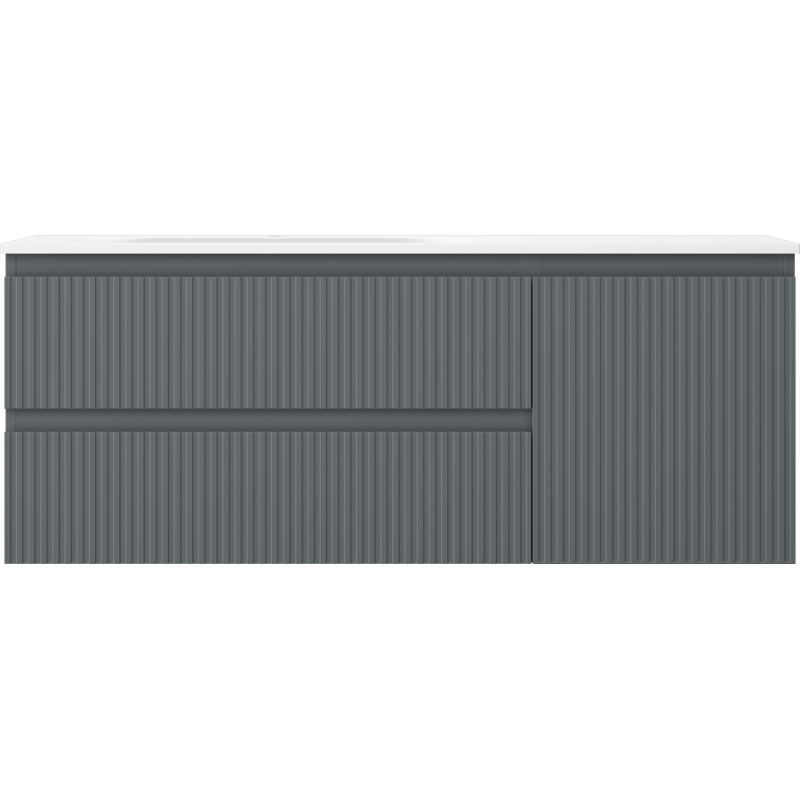 Mexen Rivel dulap de baie 120 cm cu lavoar Vela stânga, 2S, 1D, canelat, grafit/alb mat - 91A23-12047-3-BBFFF66-W23L01