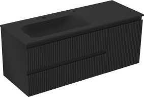 Mexen Rivel dulap baie 120 cm cu lavoar Vela stânga, 2S, 1D, canelat, negru mat - 91A23-12047-3-BBFFF71-W23L71