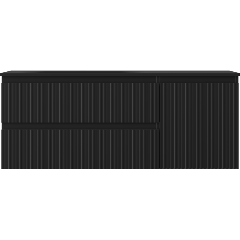 Mexen Rivel dulap de baie 120 cm cu lavoar Vela stâng, 2S, 1D, lemn stratificat, negru mat - 91A23-12047-3-BBFFF71-W23L71