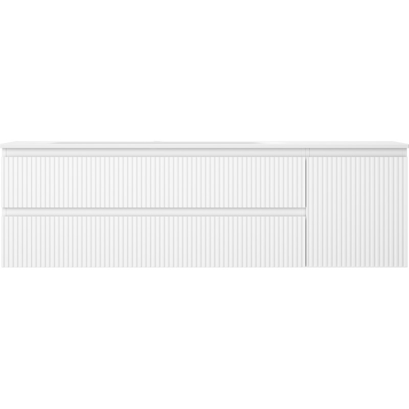 Mexen Rivel dulap baie 160 cm cu lavoar Vela stânga, 2S, 1D, canelat, alb mat - 91A23-16047-3-BBFFF01-W23L01