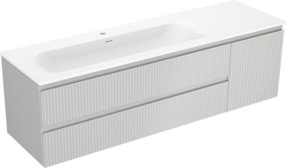 Mexen Rivel dulap baie 160 cm cu lavoar Vela stâng, 2S, 1D, canelat, gri mat/alb mat - 91A23-16047-3-BBFFF62-W23L01