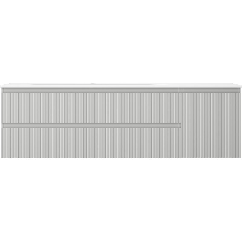 Mexen Rivel dulap baie 160 cm cu chiuvetă Vela stânga, 2S, 1D, canelat, gri mat/alb mat - 91A23-16047-3-BBFFF62-W23L01