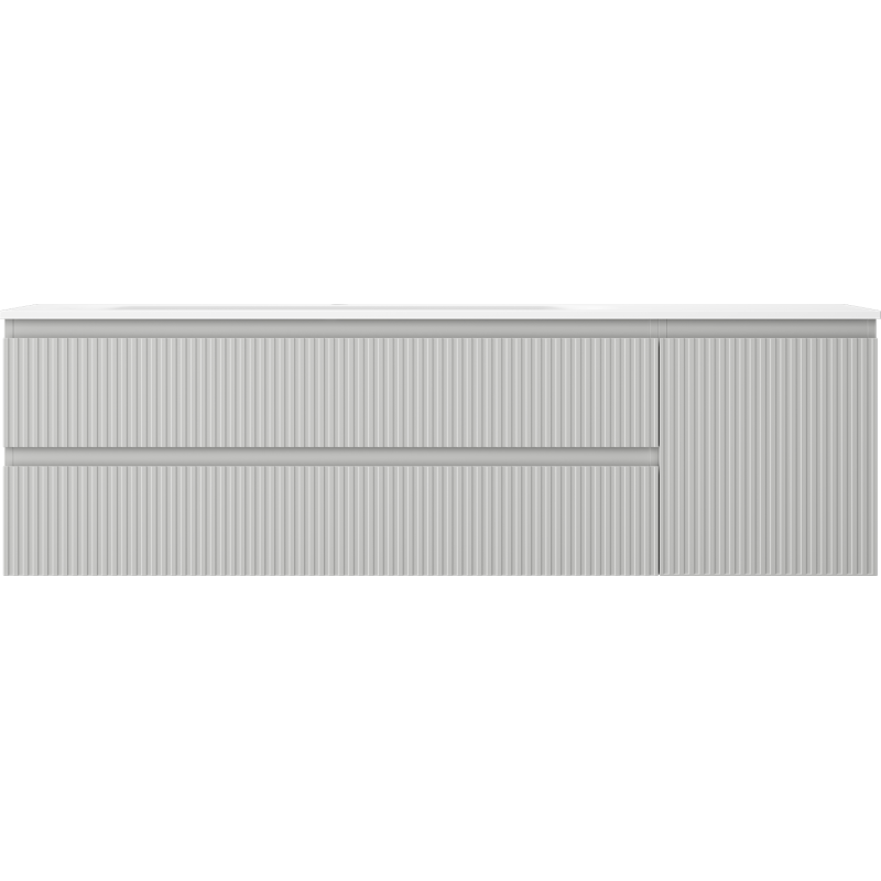 Mexen Rivel dulap baie 160 cm cu lavoar Vela stâng, 2S, 1D, canelat, gri mat/alb mat - 91A23-16047-3-BBFFF62-W23L01