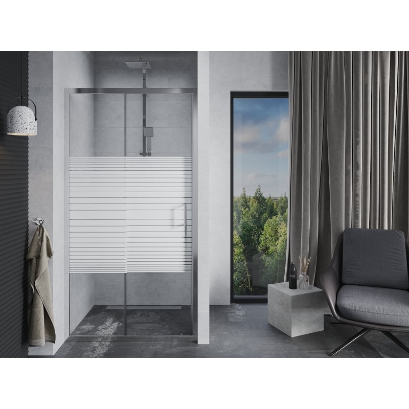 Mexen Apia uși de duș glisante 90 cm, benzi, crom - 845-090-000-01-20