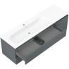 Mexen Rivel Vela 160 cm-es fürdőszobaszekrény bal oldali mosdókagylóval, 2 fiók, 1 ajtó, bordázott, grafit/fehér matt