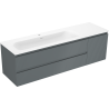 Mexen Rivel Vela 160 cm-es fürdőszobaszekrény bal oldali mosdókagylóval, 2 fiók, 1 ajtó, bordázott, grafit/fehér matt