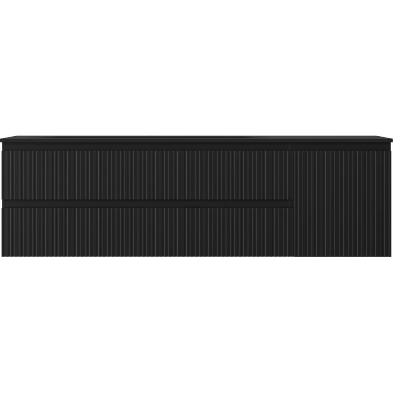 Mexen Rivel dulap baie 160 cm cu lavoar Vela stânga, 2S, 1D, canelat, negru mat - 91A23-16047-3-BBFFF71-W23L71
