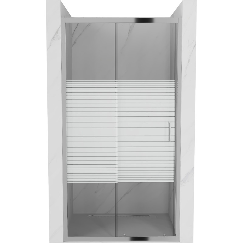 Mexen Apia tolóajtós zuhanykabin 90 cm, csíkos, króm - 845-090-000-01-20