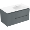 Mexen Rivel dulap de baie 90 cm cu lavoar Vela dreapta, 2S, 1D, canelat, grafit/alb mat - 91A23-09047-3-BBFFF66-W23P01