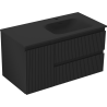 Mexen Rivel dulap baie 90 cm cu lavoar Vela dreapta, 2S, 1D, striat, negru mat - 91A23-09047-3-BBFFF71-W23P71