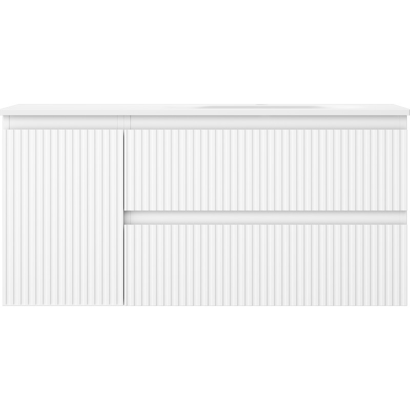 Mexen Rivel dulap baie 100 cm cu chiuvetă Vela dreaptă, 2S, 1D, profilat, alb mat - 91A23-10047-3-BBFFF01-W23P01
