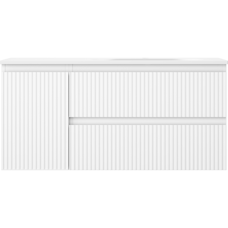 Mexen Rivel dulap de baie 100 cm cu lavoar Vela dreapta, 2S, 1D, cu riduri, alb mat - 91A23-10047-3-BBFFF01-W23P01