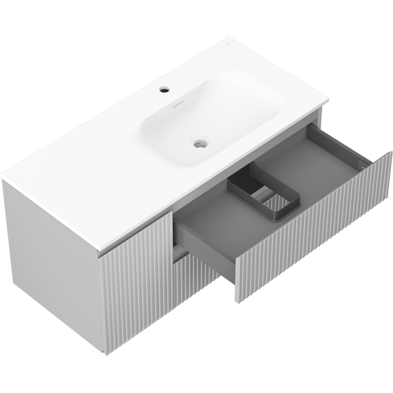Mexen Rivel dulap baie 100 cm cu lavoar Vela dreapta, 2S, 1D, canelate, gri/alb mat - 91A23-10047-3-BBFFF62-W23P01