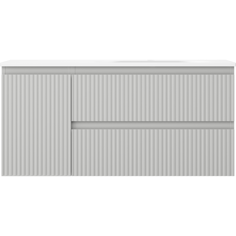 Mexen Rivel dulap baie 100 cm cu lavoar Vela dreapta, 2S, 1D, canelate, gri/alb mat - 91A23-10047-3-BBFFF62-W23P01