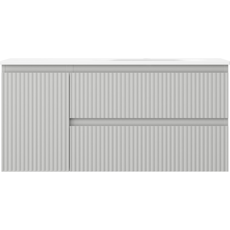 Mexen Rivel dulap de baie 100 cm cu lavoar Vela dreapta, 2S, 1D, canelat, gri/alb mat - 91A23-10047-3-BBFFF62-W23P01