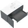 Mexen Rivel dulap baie 100 cm cu lavoar Vela dreapta, 2S, 1D, cu nervuri, grafit/alb mat - 91A23-10047-3-BBFFF66-W23P01
