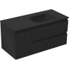 Mexen Rivel dulap baie 120 cm cu lavoar Vela drept, 2S, 1D, riflată, negru mat - 91A23-10047-3-BBFFF71-W23P71