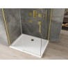 Mexen Omega cabină de duș cu uși culisante 130 x 80 cm, transparentă, aurie + cădiță Flat - 825-130-080-50-00-4010