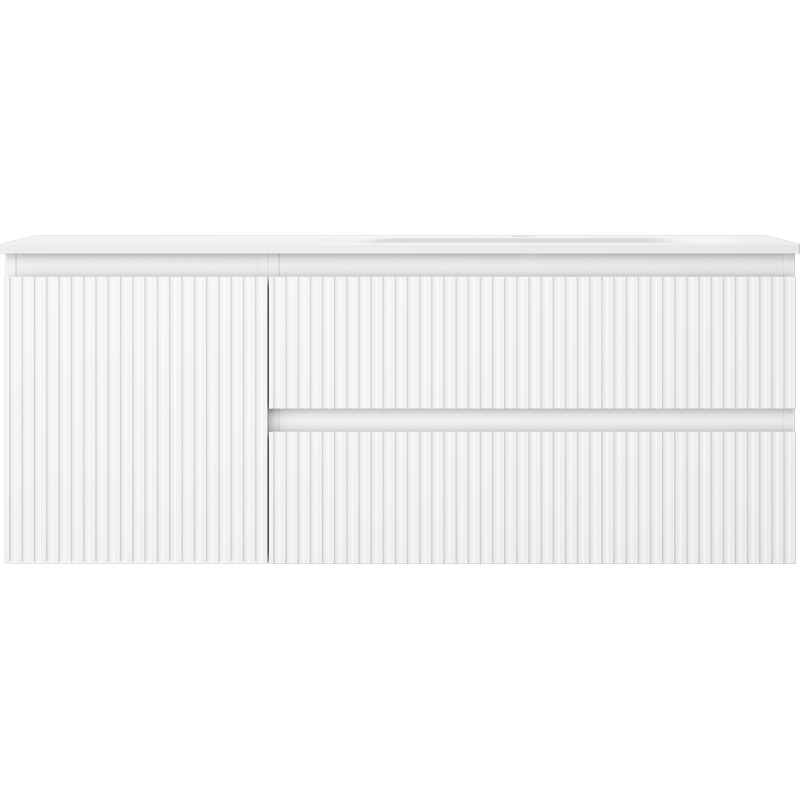 Mexen Rivel dulap baie 120 cm cu chiuvetă Vela dreapta, 2S, 1D, șanțuit, alb mat - 91A23-12047-3-BBFFF01-W23P01