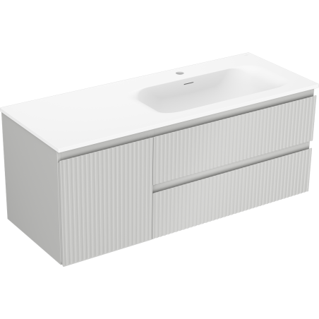 Mexen Rivel dulap baie 120 cm cu chiuvetă Vela dreapta, 2S, 1D, canelată, gri/alb mat - 91A23-12047-3-BBFFF62-W23P01