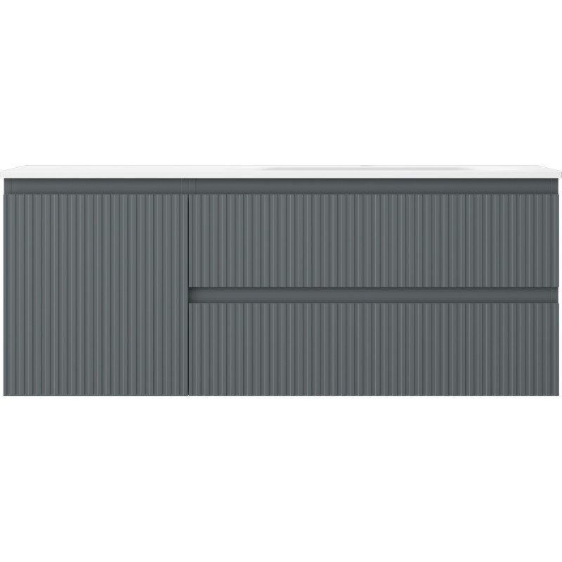 Mexen Rivel dulap baie 120 cm cu lavoar Vela dreapta, 2S, 1D, riflat, grafit/alb mat - 91A23-12047-3-BBFFF66-W23P01