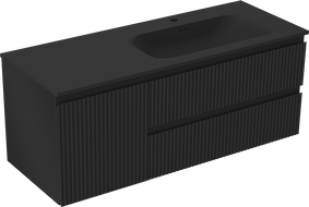 Mexen Rivel dulap baie 120 cm cu lavoar Vela dreapta, 2S, 1D, canelat, negru mat - 91A23-12047-3-BBFFF71-W23P71