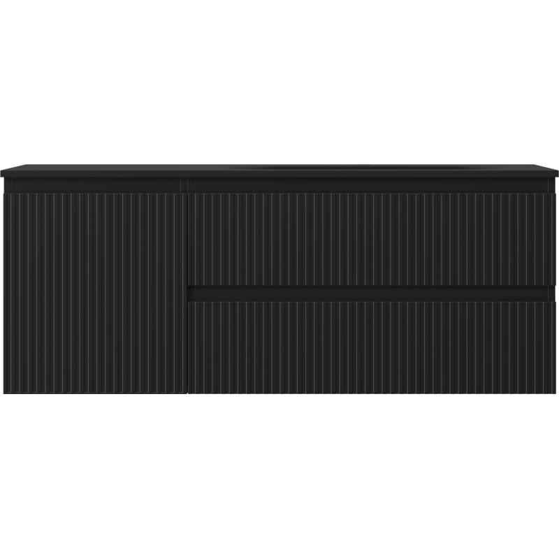 Mexen Rivel dulap baie 120 cm cu lavoar Vela dreapta, 2S, 1D, ripsat, negru mat - 91A23-12047-3-BBFFF71-W23P71