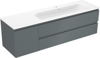 Mexen Rivel dulap baie 160 cm cu lavoar Vela dreapta, 2S, 1D, canelat, grafit/alb mat - 91A23-16047-3-BBFFF66-W23P01