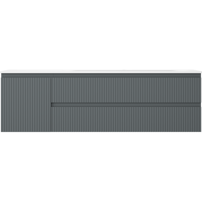 Mexen Rivel dulap baie 160 cm cu lavoar Vela dreapta, 2S, 1D, canelat, grafit/alb mat - 91A23-16047-3-BBFFF66-W23P01