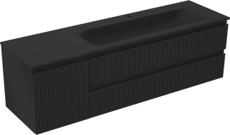 Mexen Rivel dulap baie 160 cm cu lavoar Vela dreapta, 2S, 1D, riglat, negru mat - 91A23-16047-3-BBFFF71-W23P71