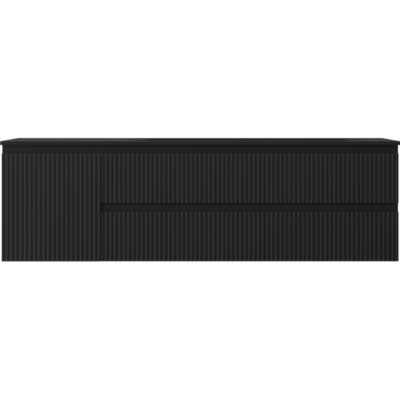 Mexen Rivel 160 cm-es fürdőszobai szekrény Vela jobbra, 2S, 1D, bordázott, fekete matt - 91A23-16047-3-BBFFF71-W23P71