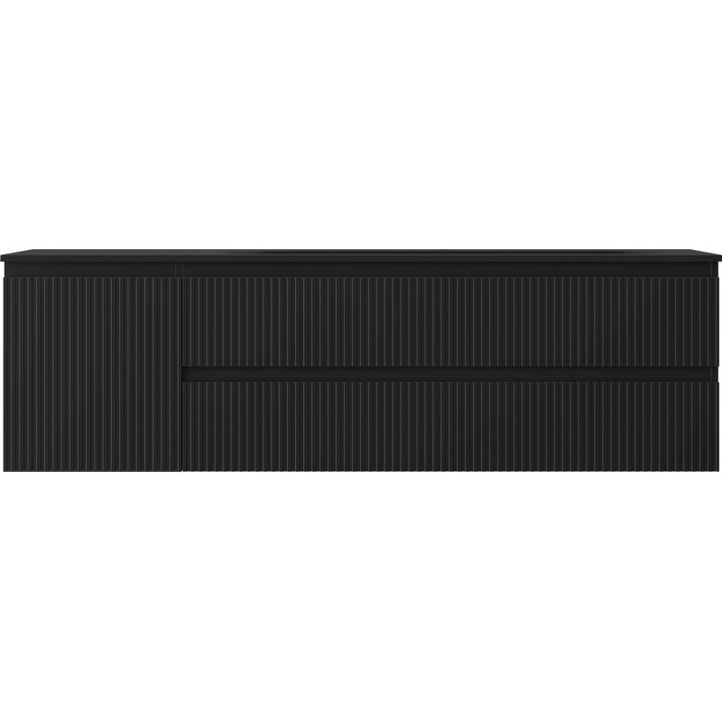 Mexen Rivel dulap baie 160 cm cu lavoar Vela dreapta, 2 sertare, 1 ușă, profilat, negru mat - 91A23-16047-3-BBFFF71-W23P71