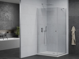 Mexen Pretoria cabină de duș cu balamale 70 x 120 cm, Transparent, Crom + cadă pentru duș Flat - 852-070-120-01-00-4010