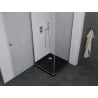 Mexen Pretoria cabină de duș cu balamale 70 x 70 cm, Transparent, Crom + cadă pentru duș Flat, Neagră - 852-070-070-01-00-4070