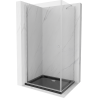 Mexen Pretoria cabină de duș cu balamale 70 x 110 cm, Transparent, Crom + cadă pentru duș Flat, Neagră - 852-070-110-01-00-4070