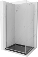Mexen Pretoria cabină de duș cu balamale 70 x 110 cm, Transparent, Crom + cadă pentru duș Flat, Neagră - 852-070-110-01-00-4070