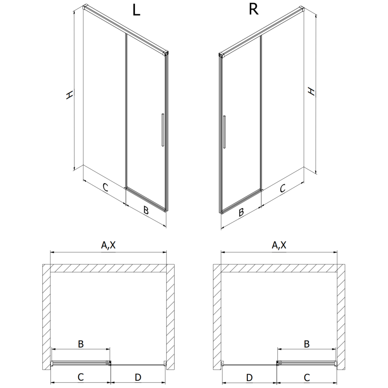 Mexen Rox uși de duș glisante 135 cm, transparent, alb - 8C2-135-000-20-00
