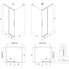 Mexen Rox L tolóajtós zuhanykabin bal 115 x 70 cm, fekete keret, fekete - 8C2L-115-070-70-70-L