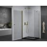 Mexen Pretoria cabină de duș batantă 80 x 100 cm, transparentă, aurie + cadă Flat, neagră - 852-080-100-50-00-4070G