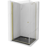 Mexen Pretoria cabină de duș batantă 80 x 100 cm, transparentă, aurie + cadă Flat, neagră - 852-080-100-50-00-4070G