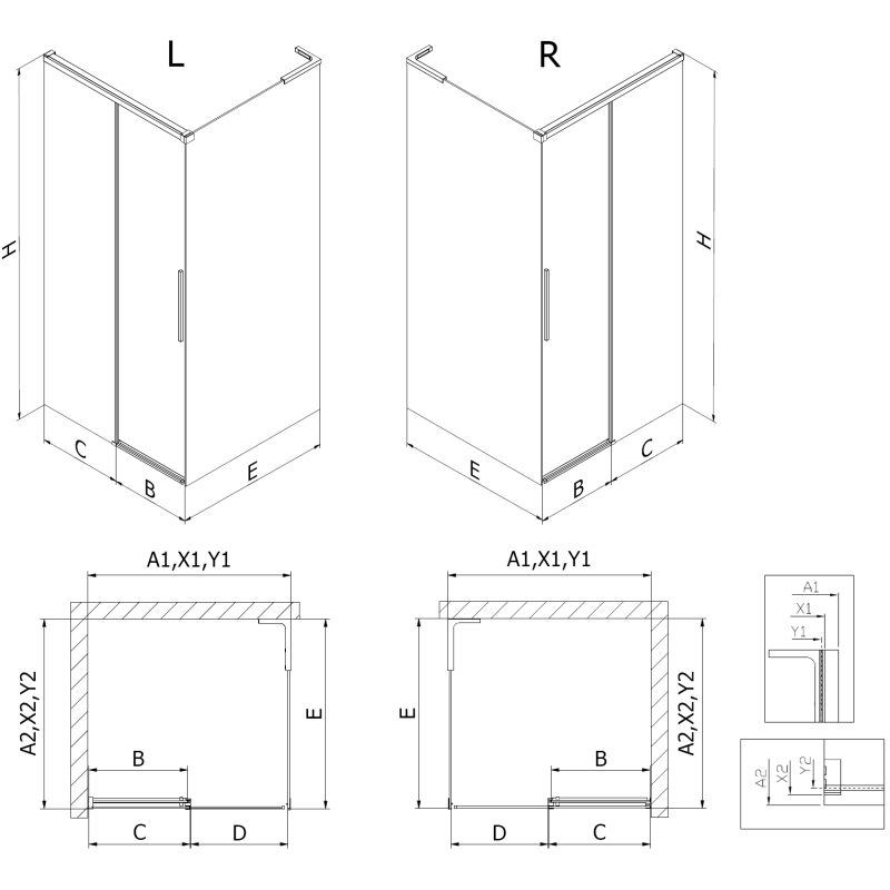 Mexen Rox L cabină de duș glisantă 115 x 95 cm, transparent, nichel periat - 8C2L-115-095-97-00