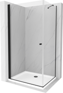 Mexen Pretoria cabină de duș cu balamale 70 x 70 cm, Transparent, Neagră + cadă pentru duș Flat - 852-070-070-70-00-4010B