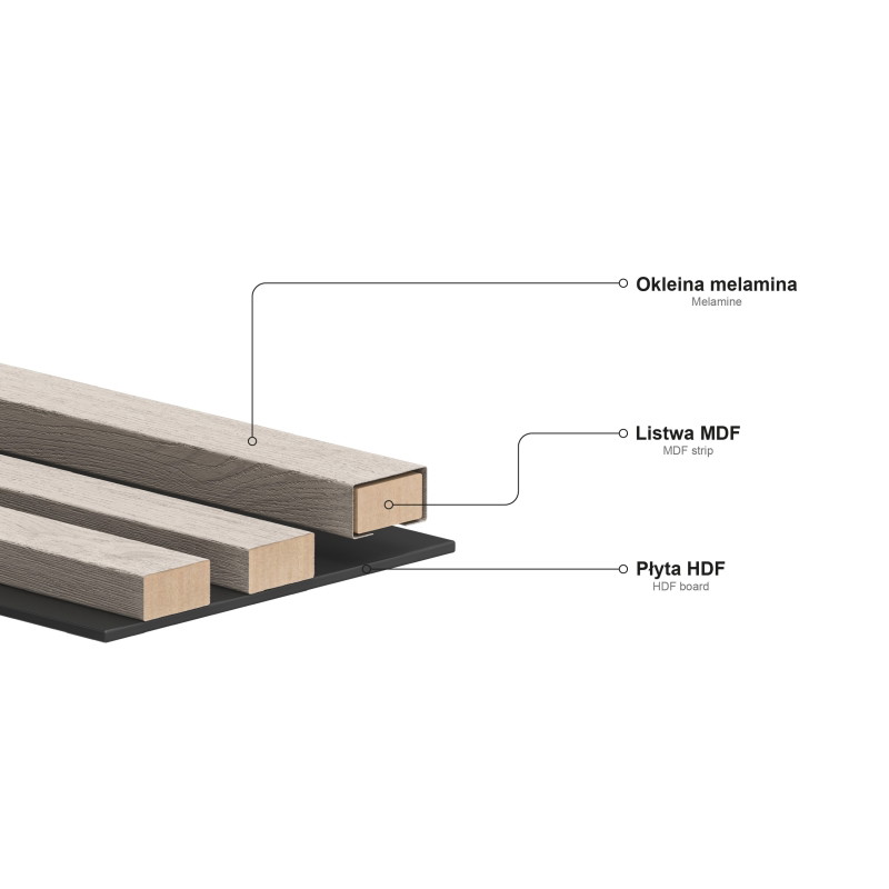 Mexen Lam-B lamele de perete 275 x 31,5 cm, placă HDF 4 mm, Stejar Alb - S100-275317-2812-064