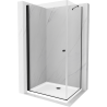 Mexen Pretoria cabină de duș cu deschidere 80 x 70 cm, transparentă, neagră + cadă Flat - 852-080-070-70-00-4010B