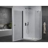 Mexen Pretoria cabină de duș cu ușă batantă 80 x 90 cm, transparentă, neagră + cadă de duș Flat - 852-080-090-70-00-4010B