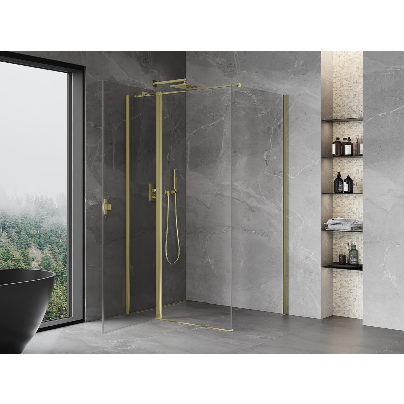 Mexen Mist T 75 x 80 cm-es nyitható zuhanykabin, átlátszó, arany - 8A4T-075-080-50-00