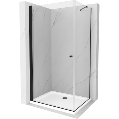 Mexen Pretoria cabină de duș batantă 90 x 80 cm, transparentă, neagră + cădiță Flat - 852-090-080-70-00-4010B