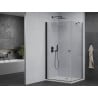 Mexen Pretoria cabină de duș cu balamale 100 x 90 cm, Transparent, Neagră + cadă pentru duș Flat - 852-100-090-70-00-4010B