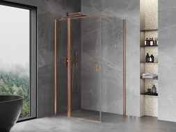 Mexen Mist T cabină de duș rabatabilă 100 x 80 cm, transparent, cupru periat - 8A4T-100-080-65-00