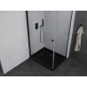 Mexen Pretoria cabina de duș batantă 70 x 110 cm, transparentă, neagră + cadă de duș Flat, neagră